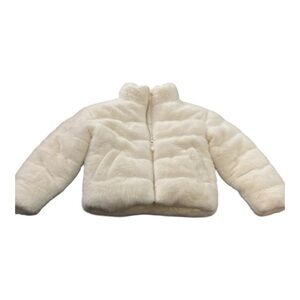 Macy’s Rokka & Rolla Girls XS 4-5 Ivory Faux Fur Puffer Jacket Winter Coat NWOT